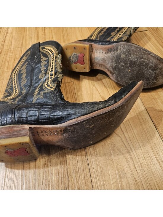 Donaldo Cowboy Boots Embroidered Black and Yellow Mens Size 8 Western main image 5